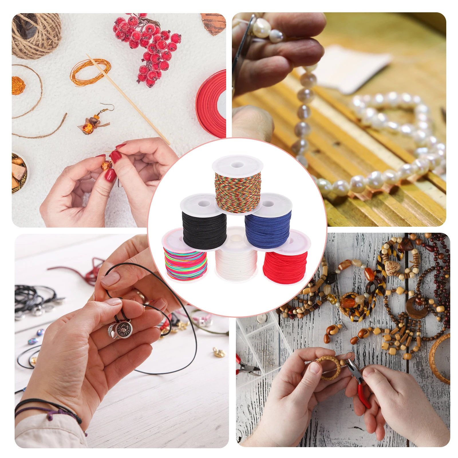 

6 Rolls Bracelet Jewelry Beading Cord Necklace for Making DIY Thread Cords Supplies Beaded Wire Beads