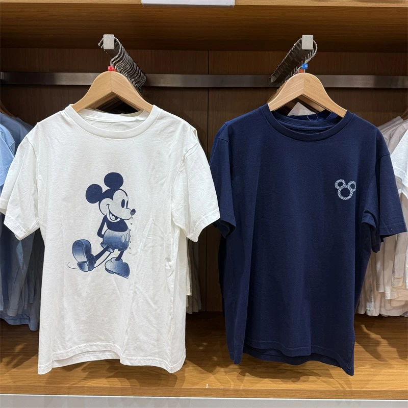 

Детская футболка с короткими рукавами и принтом Микки, футболка с круглым вырезом для мальчиков и девочек, детский хлопковый топ и повседневная летняя одежда
