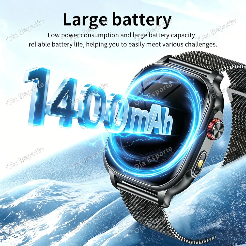 New Fitness Smartwatch Women Men 2.01 Inch Large Screen Wireless Calling Message Alerts Sports Modes 1400mAh Battery Watch Ht30