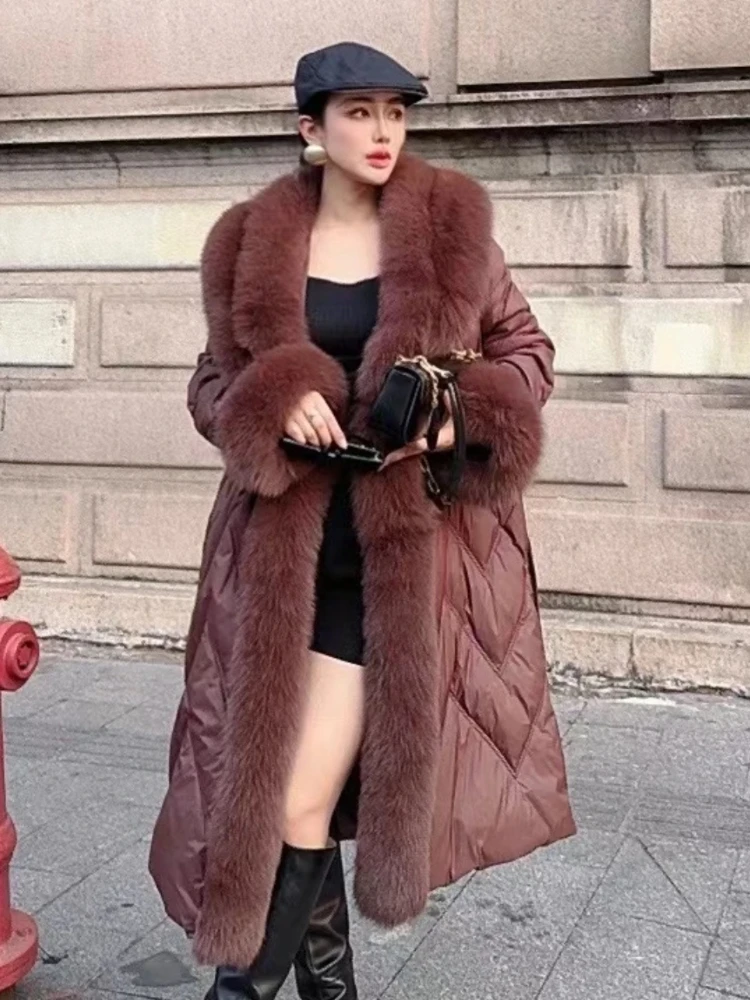 Women\'s Puffer Coats Winter New Down Jackets Large Fur Collar Luxury Outerwears White Goose Down Thick Warm Snow Female Parker
