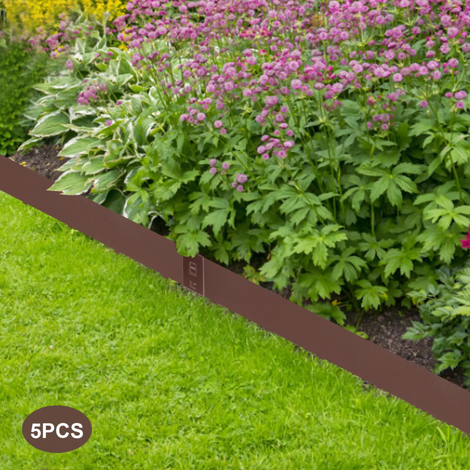 

5PCS Lawn Barrier Steel Landscape Edging Garden Fence Hammer-in Edging Lower Border for Yard Garden Path Patio Easy to Install