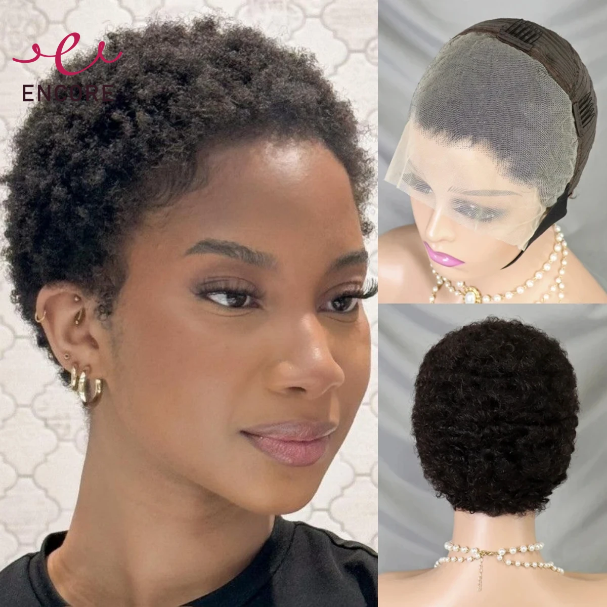 

Afro Kinky Curly Lace Bob Wig 13x4 Transparent Lace Frontal Wig Brazilian Remy Human Hair Wigs Natural Short Bob for Black Women