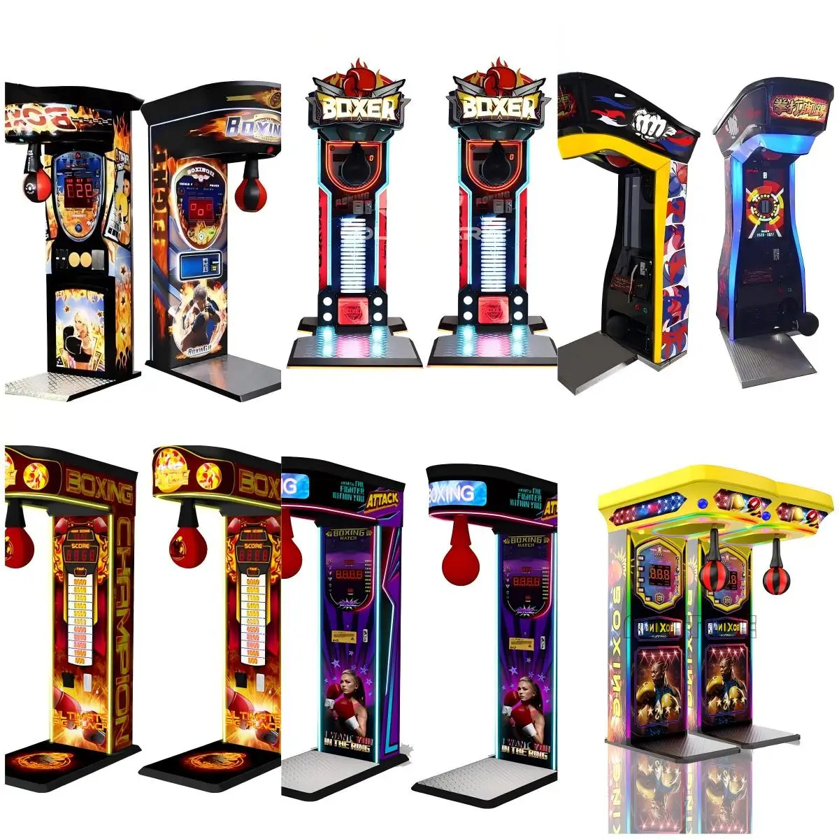 Arcade Machine Coin Operated Outdoor Black Hammer Boxing Game Machine Boxer Amusement Boxing Machine for Malls