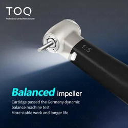 TOQ Dental 1:5 Fiber Optic LED Contra Angle Red Ring Handpiece Ceramic Bearing Internal 4 Way Spray Push Button Dentistry Tools