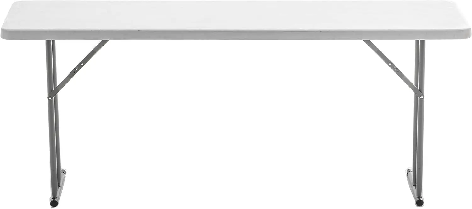 

6-Foot White Granite Plastic Folding Table, 72" Long Portable Training Seminar Table for Indoor Outdoor Events