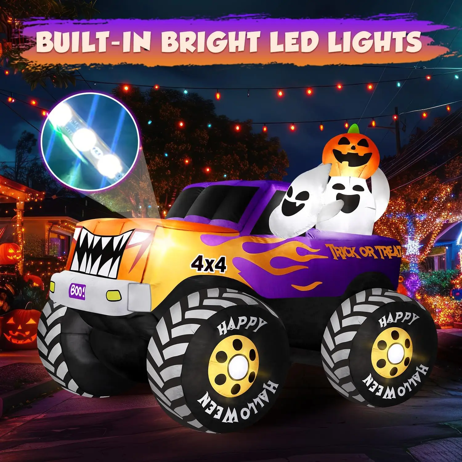 Giant Halloween Inflatables Truck Monster Ghosts Pumpkin Yard Blowups LED Light Blower Festival