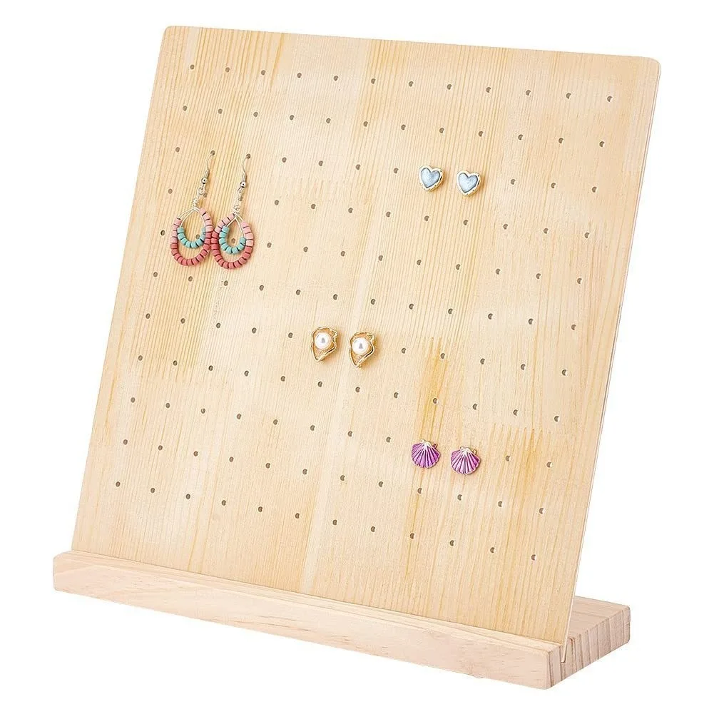 28/66 Pairs Hole Wooden Earrings Display Stand Desktop Ear Stud Dangle Earring Holder Jewelry Storage Rack Counter Showcase Prop