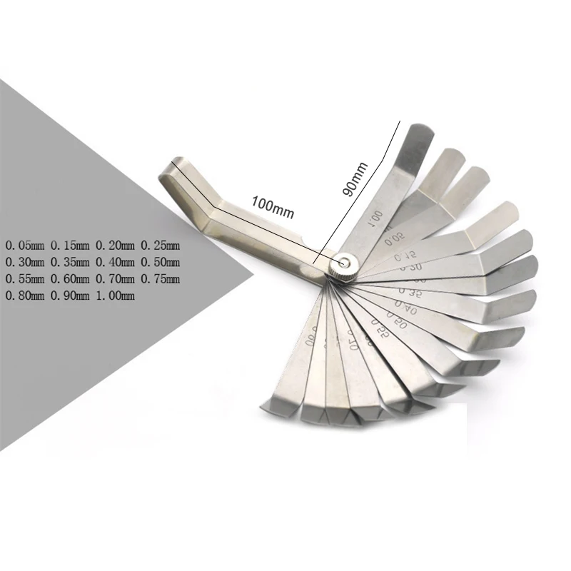 16 Blades Metric Feeler Gauge 0.05-1.0mm Curved Valve Offset Meansurement Tool for Spark Plug Gap Valve Tappets image 3
