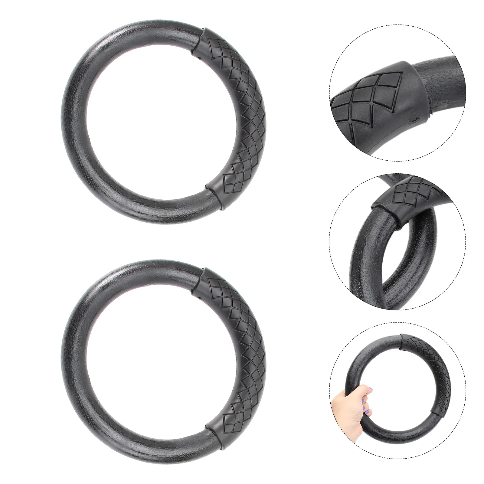 

1Pair Gymnastic Rings Black ABS Durable Fitness Rings Home Workout Exercise Ring for Muscle Training Pullups Pushups