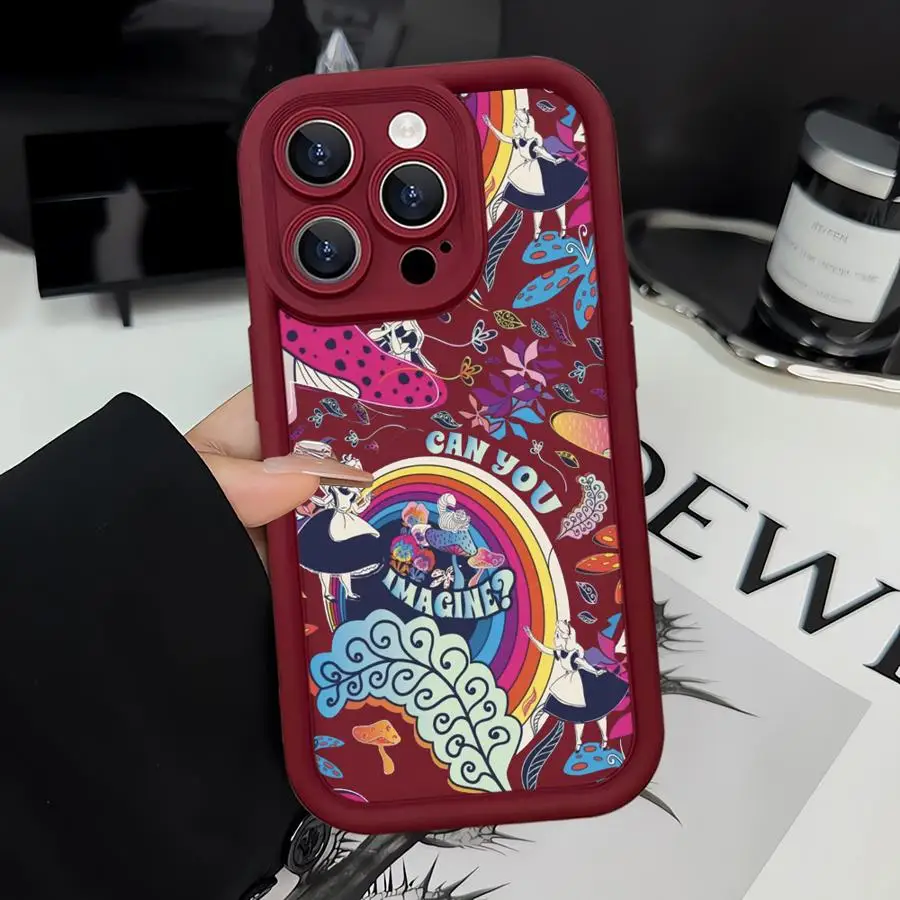 Phone Case for Apple iPhone 16 15 Pro Max 14 13 12 Mini 11 7 8 SE XR XS 11Pro Soft Cover Funda Capa Disney Alice In Wonderland