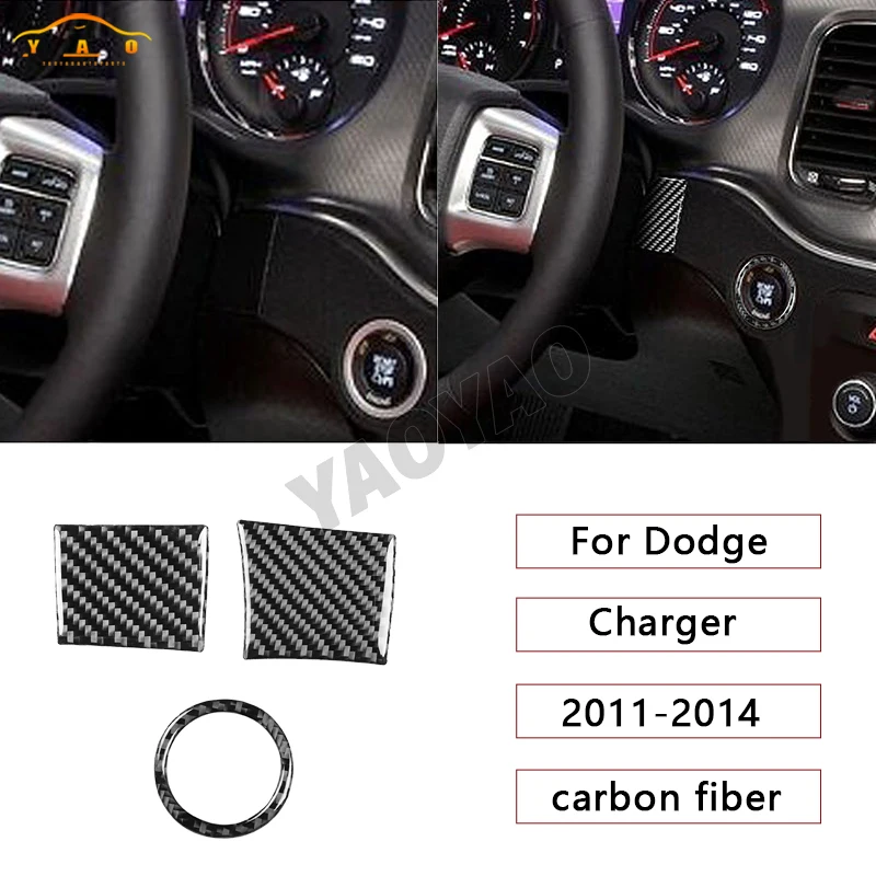 

Car Interior Accessories Carbon Fiber Steering Wheel Side Instrument Cover Trim Sticker For Dodge Charger 2011 2012 2013 2014