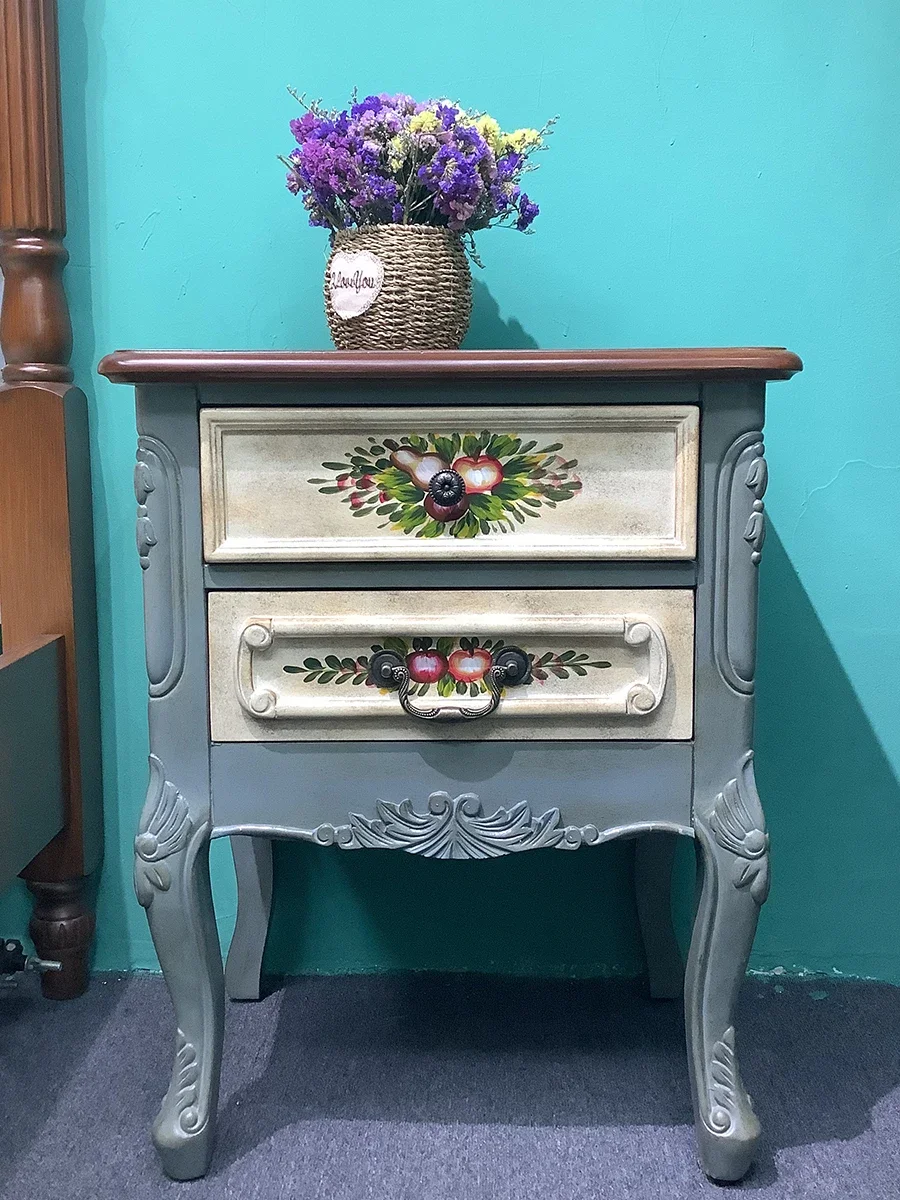 Bedroom solid wood bedside cabinet, retro made old side cabinet, storage cabinet, bedside cabinet