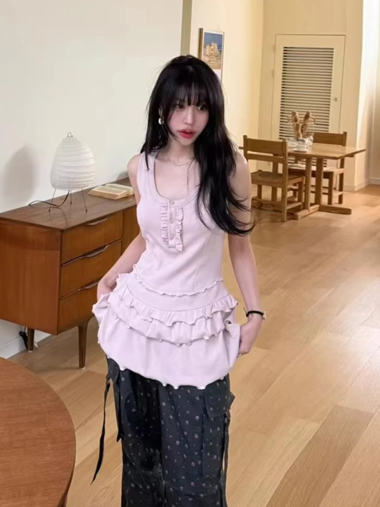 

Милая молодежная деревянная юбка, жилет, женская летняя новинка, облегающая верхняя одежда для поездок на работу, повседневный топ