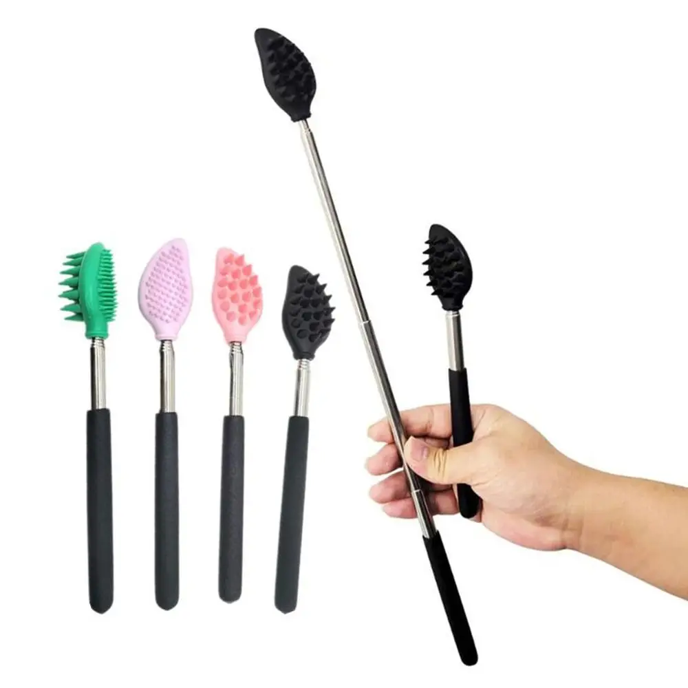 Telescoping Itch Scraper Nose cleaning Scrubber Silicone Massage Brush Extendable Back Scratcher Telescopic Backscratcher