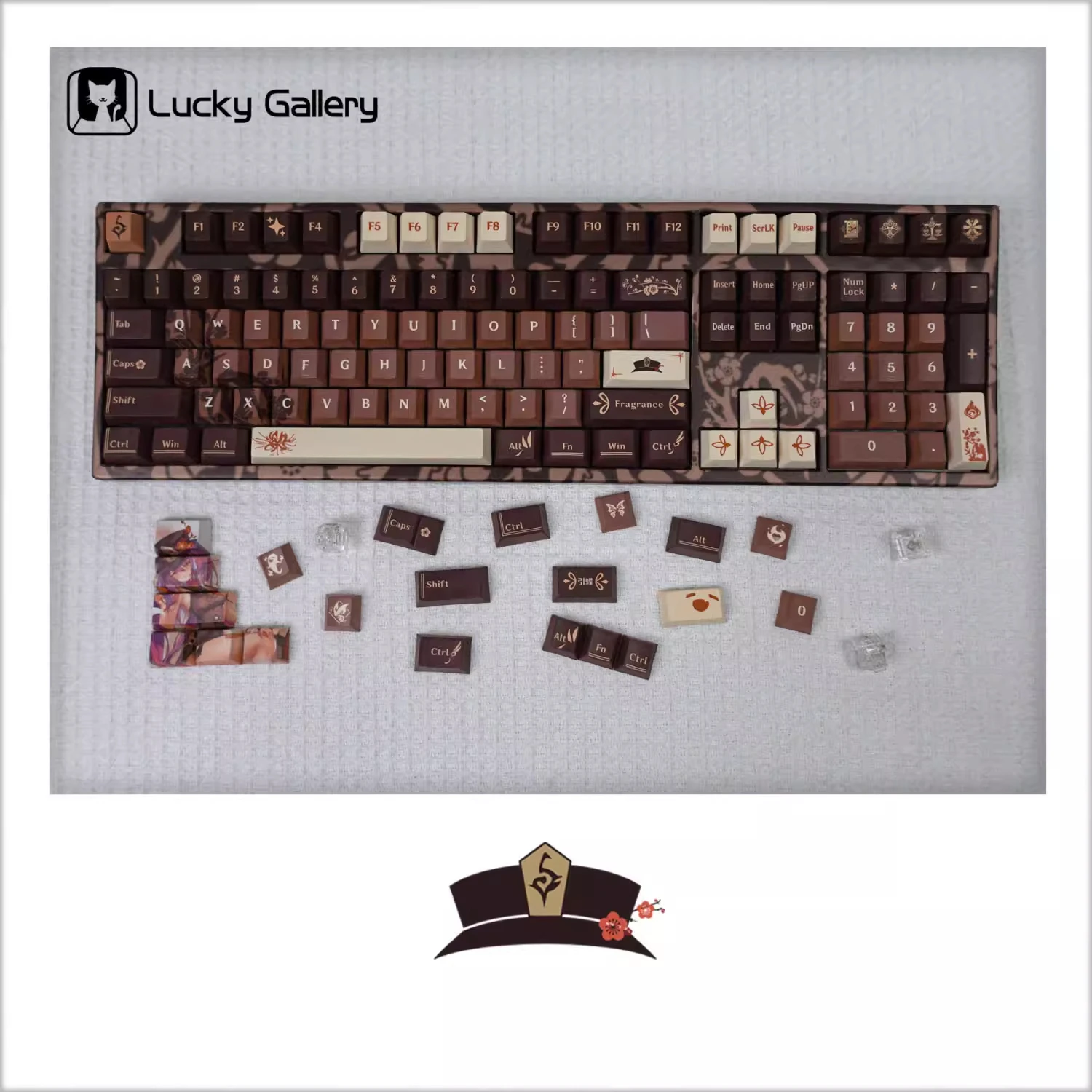 Hutao PBT Keycaps Genshin Impact Game DYE Sublimation Key Cover Cherry Cross MX Switch Key Caps for Mechanical Keyboard Gift