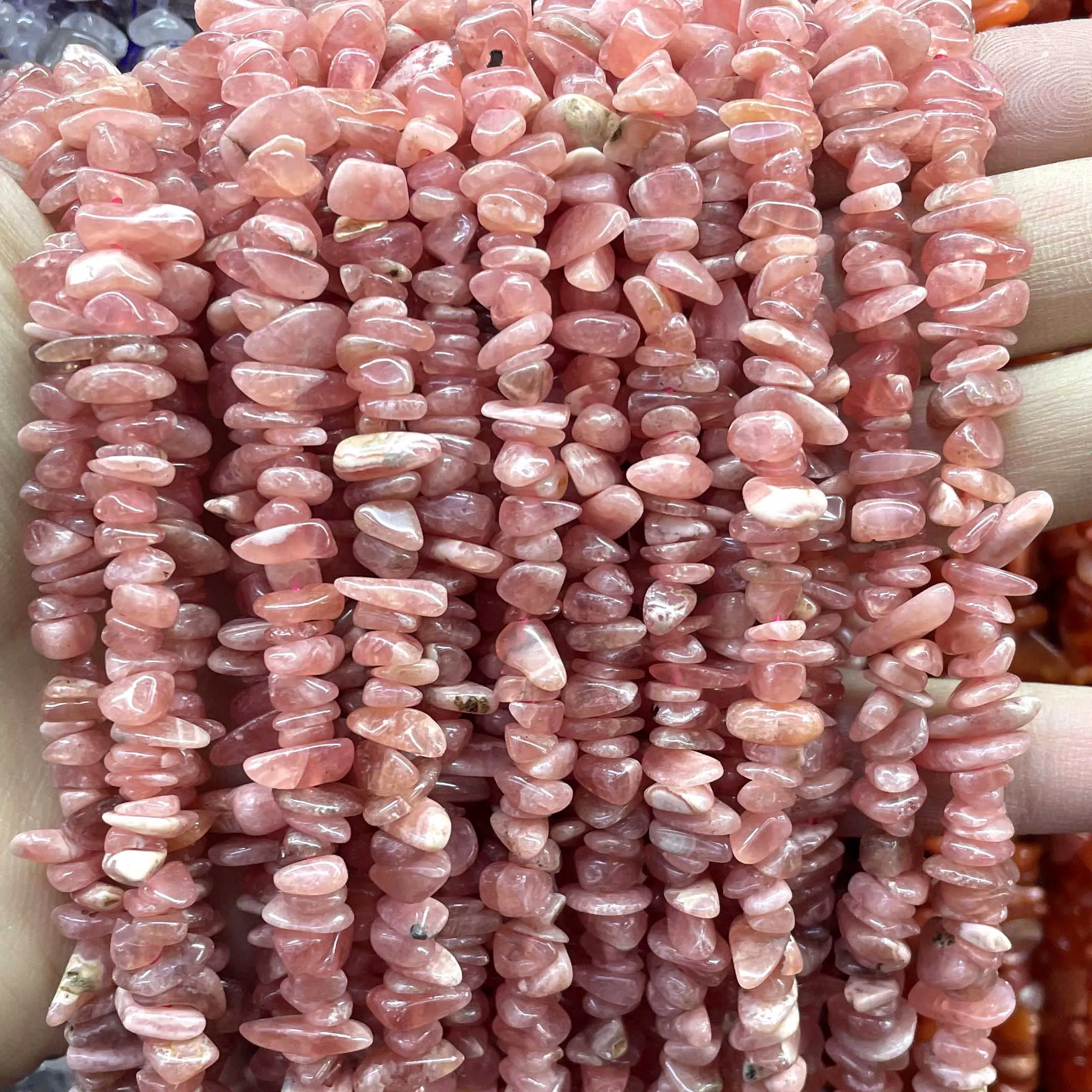 5-8MM Irregular Natural Argentina Rhodonite Freeform Gravel Stone Chips Spacer Beads For Jewelry Making DIY Bracelet Accessories