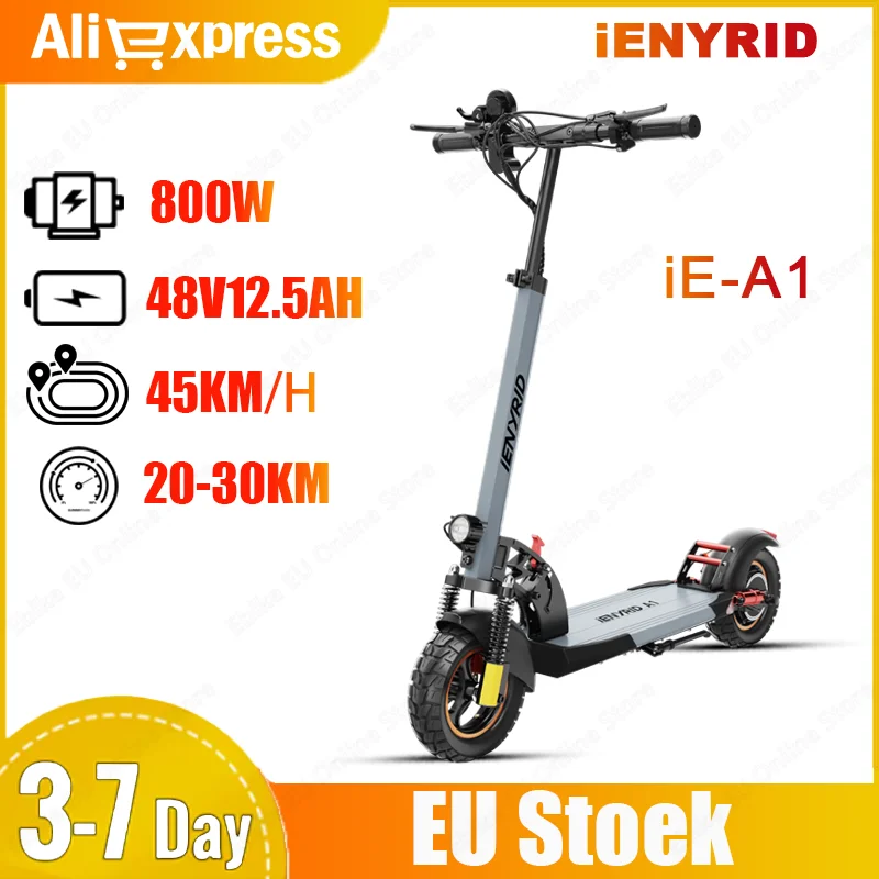 iENYRID iE-A1 Scooter elettrico pieghevole Motore 800W Batteria 48V12.5 AH E-Scooter Pneumatico da 10 pollici Velocità massima 45KM Scooter da città Elettrico