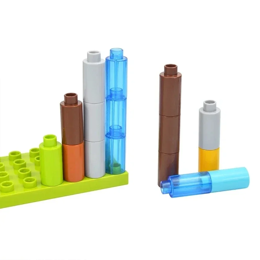 Big Size Cylinder Bracket Large Particle Round Pillar House Assemble Building Block Compatible Duploe Educaitonal Brick For Kids