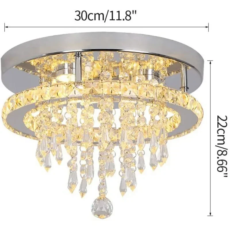 Crystal  Light Circular Luxury Modern Corridor Minimalist Balcony Entrance Ceiling Light Creative Bedroom Lighting Fixtures