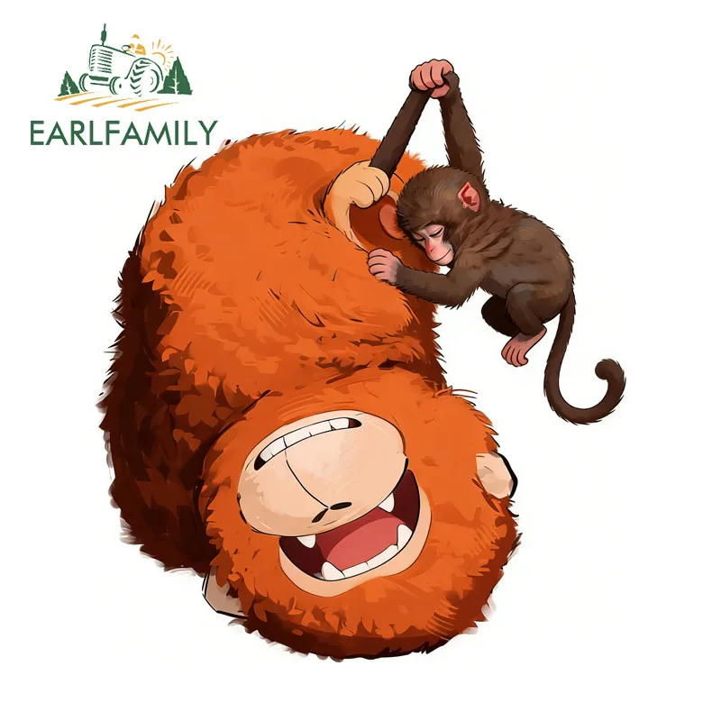 

EARLFAMILY Punch The Monkey Car Sticker Motorcycle Surfboard Bumper Vinyl Waterproof Decals Scratch-Proof Car Door Protector