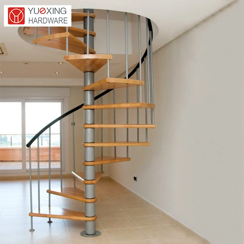 Custom.Modern Glass step Staircase High Quality Indoor Wood Tread Helical Stairs