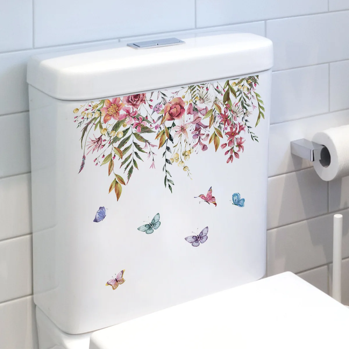 M21 Pflanzen Blumen Schmetterlinge Toiletten aufkleber Badezimmer Toiletten abdeckung Aufkleber Kühlschrank Wanda uf kleber WC für die Heim dekoration – Detail 12