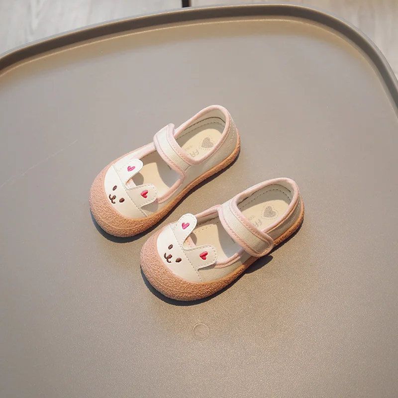 Kids Shoes for Girl 2023 Spring New Korean Children Cute Rabbit Soft Sole Princess Shoes Baby Shallow Mouth Casual Sneakers