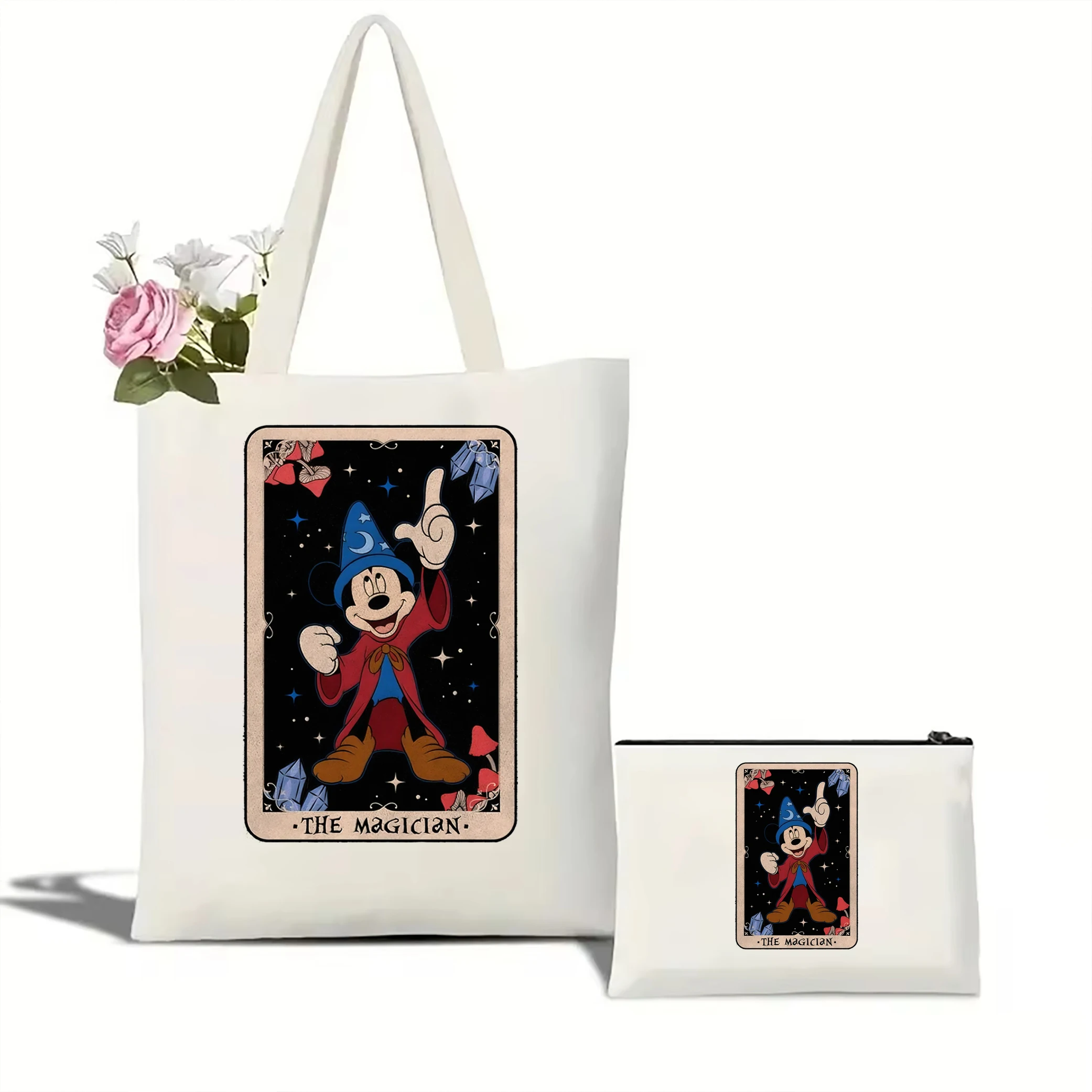 Mickey The Magician Fantasia The Sorcerer's Apprentice Tarot Card tote bag Women's Gothic popular shoulder bag Disney tote bag