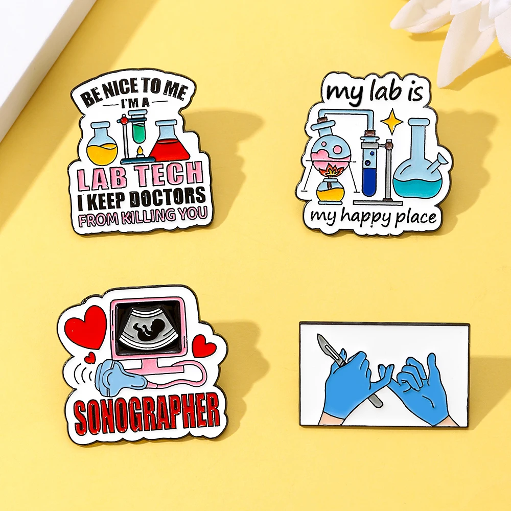 4 قطعة مختبرتي هي مكان سعيد المينا مجموعة دبابيس سونوغرافر الصيدلي شارة طبية مجوهرات هدية للأطباء الطلاب تذكارية #4