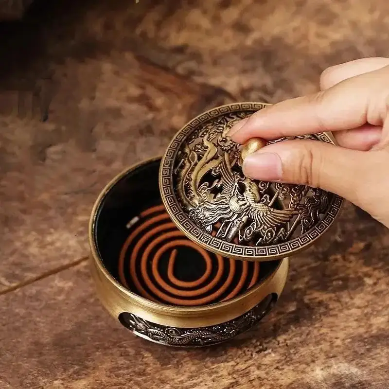 [Easy Carry Longfeng Three-Legged Fingertip Incense Stove Non-Stick Powder Tray Mini Censer for Outdoor Hiking Meditation Time]
