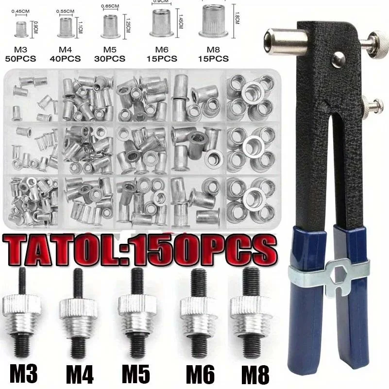 Set di estrattori manuali per dadi da 86 pezzi, estrattore manuale per dadi da 106 pezzi, pistola per rivetti da fabbrica