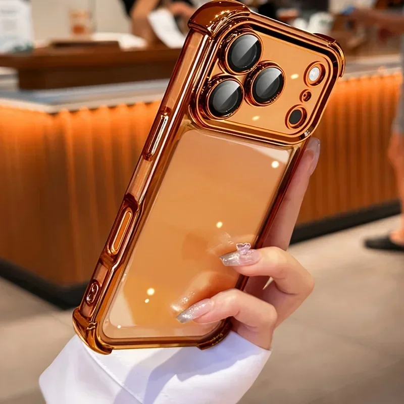 Luxuriöse, stoßfeste, transparente Handyhülle mit Beschichtung für iPhone 17 16 15 14 Plus 13 12 11 18 Pro Max, weicher Stoßfänger mit Objektivschutz – Detail 5