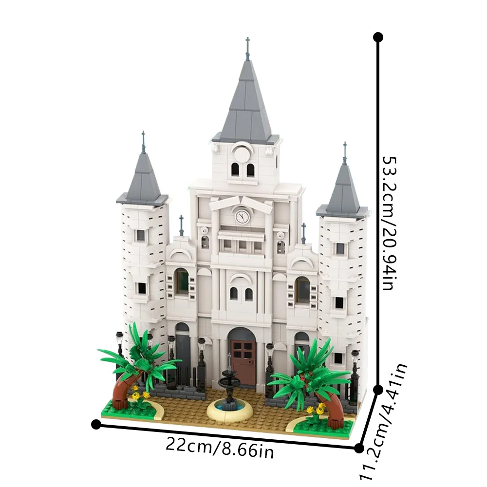 MOC St. Louis Cathedrals Building Blocks Model Medieval Church Architecture Bricks diy Assembled Toy for Children Gift