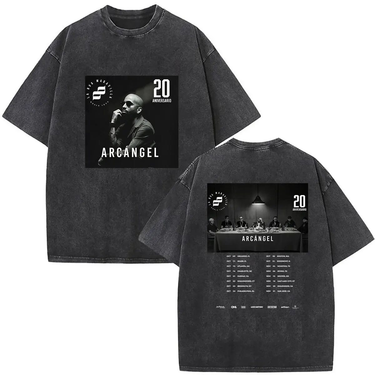 Vintage Washed Arcangel Album 2026 Double Sided T Shirt Men's Women Clothing Fashion Oversized T-shirts O-Neck High Quality Tees