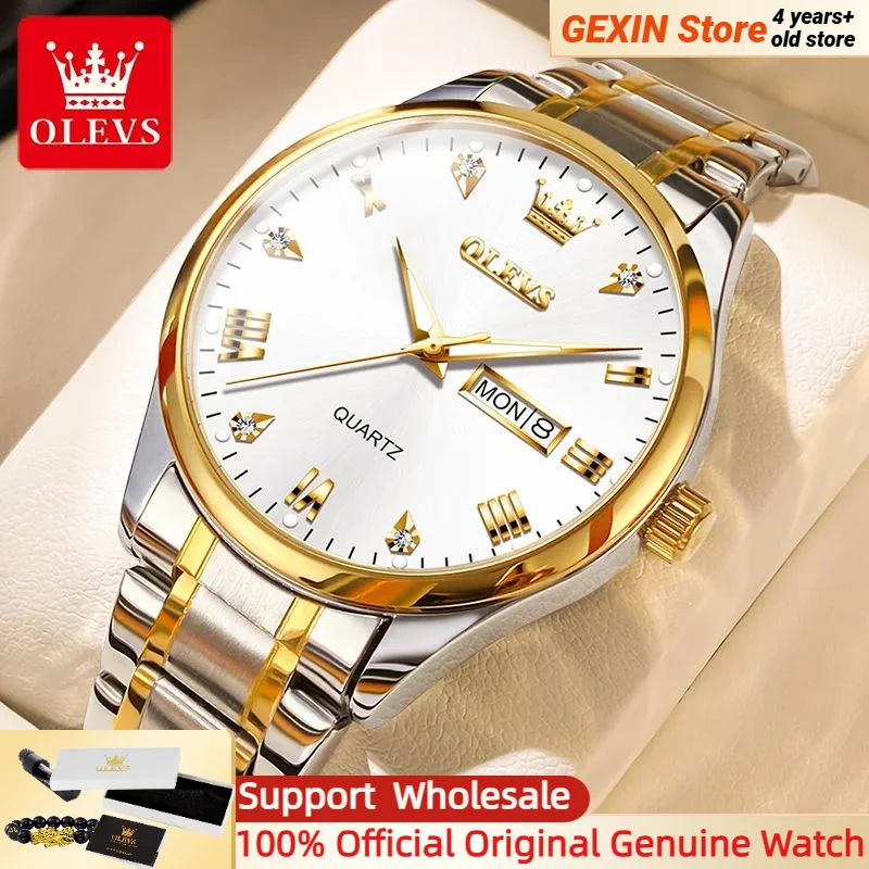 

Мужские кварцевые наручные часы OLEVS, водонепроницаемые роскошные часы из нержавеющей стали, 5563