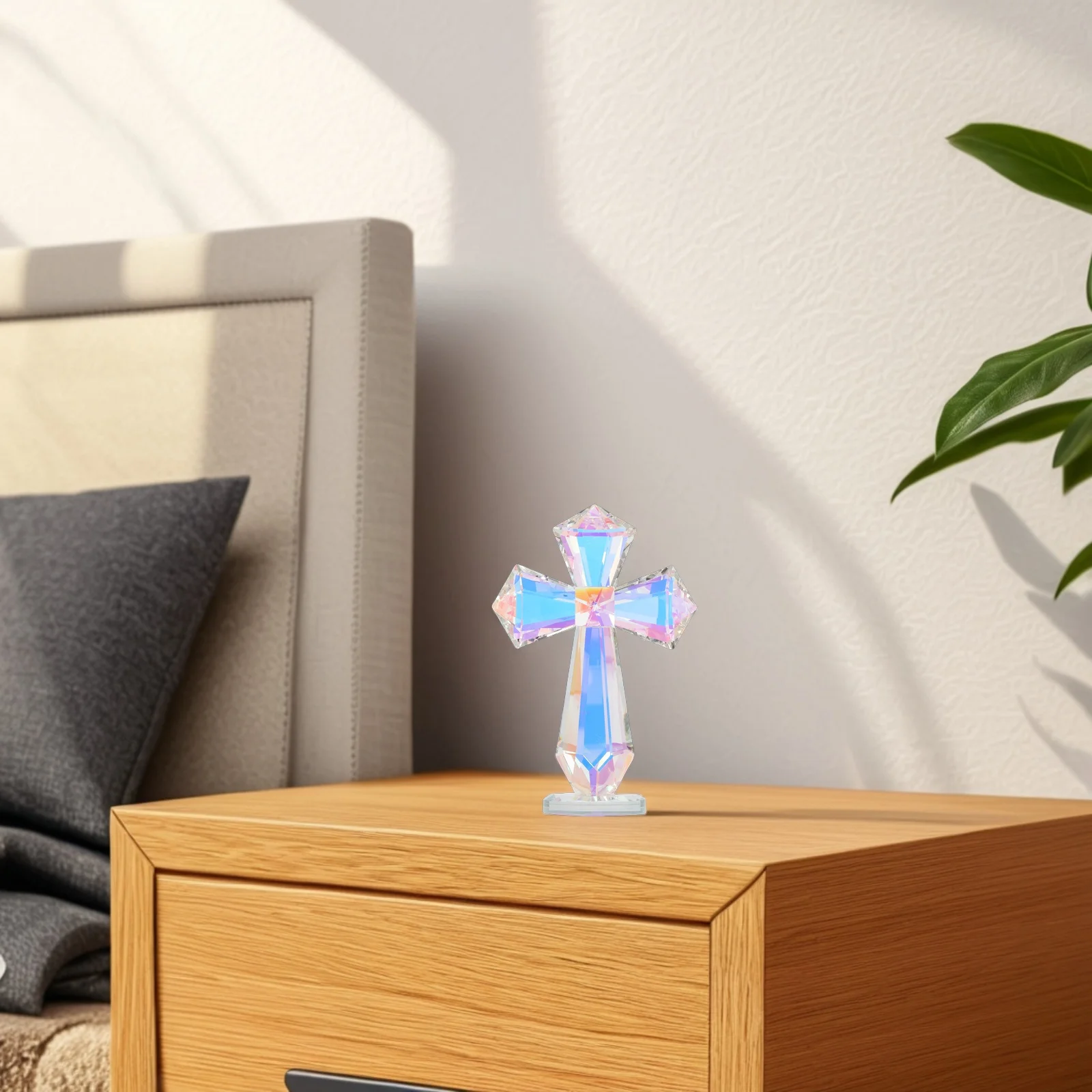 

Crystal Cross Decorative Religious Statue for Tabletop Shelf Communion Blessing Home Decoration Centerpiece