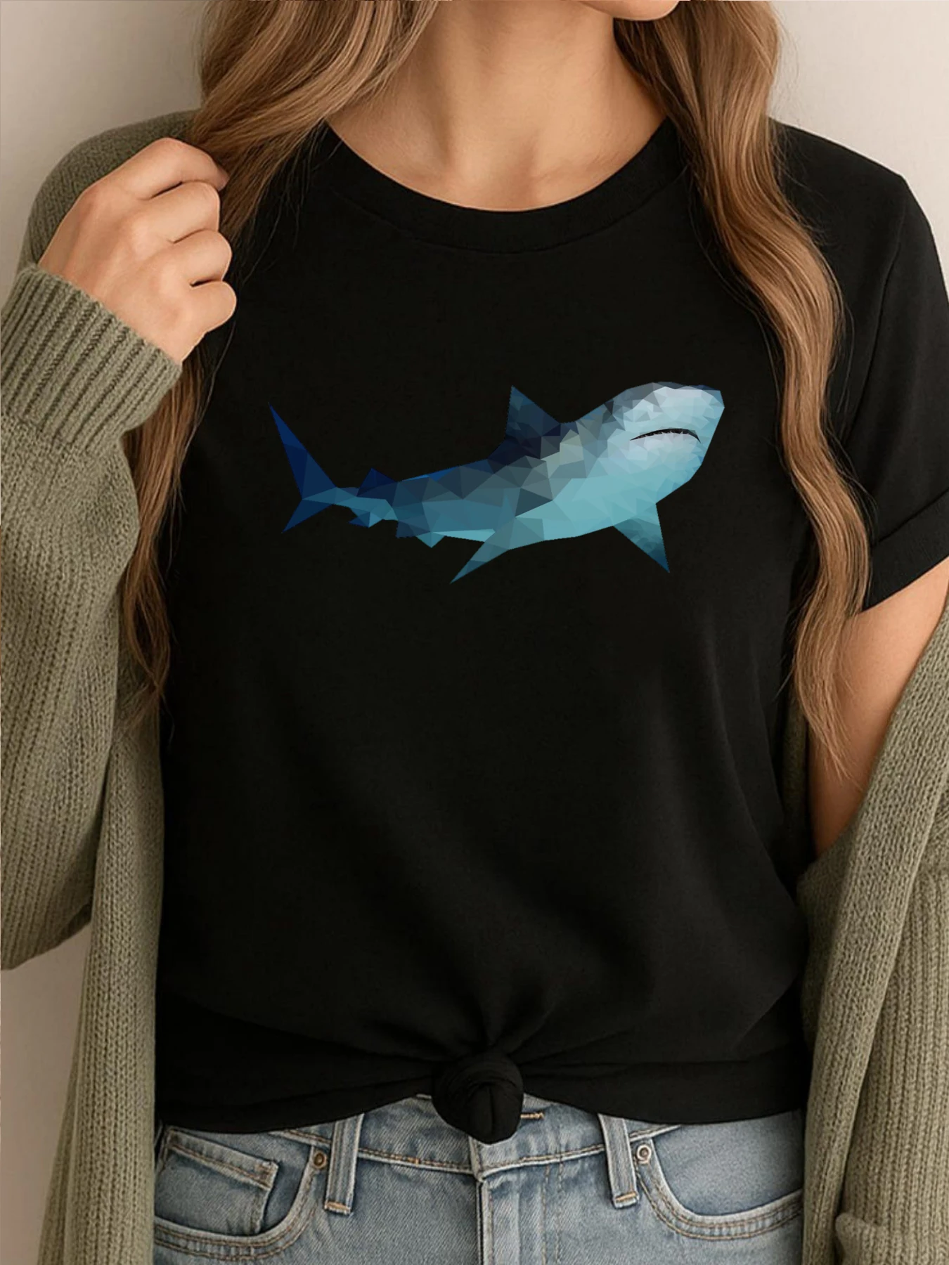 

Shark Graphic T Shirt Men Couples Camisas De Hombre Cotton Comfortable Printed New Shirts And T-Shirts