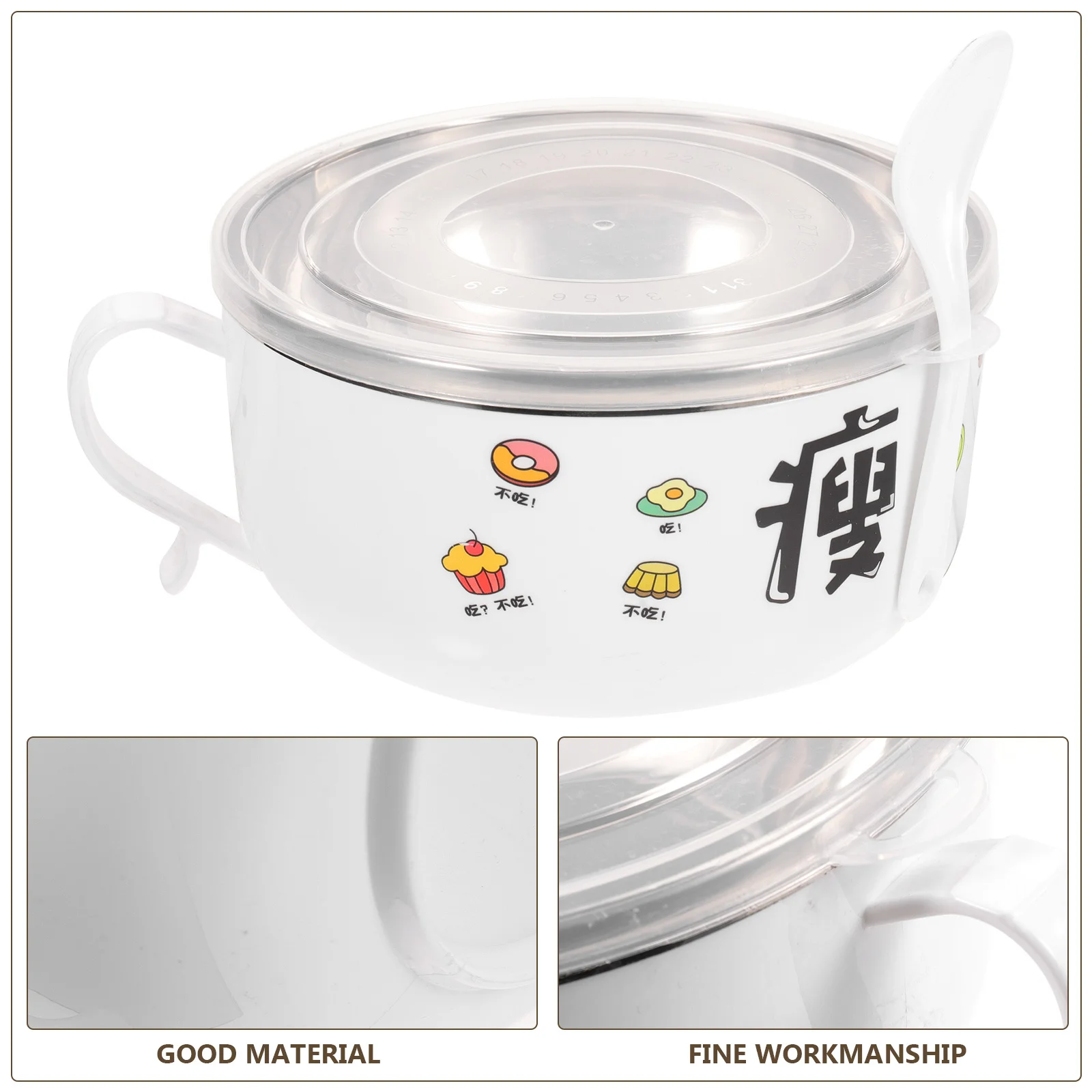 

Cartoon Insulated Noodle Bowl Stainless Steel Ramen Bowl With Lid Anti-Scald Soup Container For Instant Noodles Breakfast