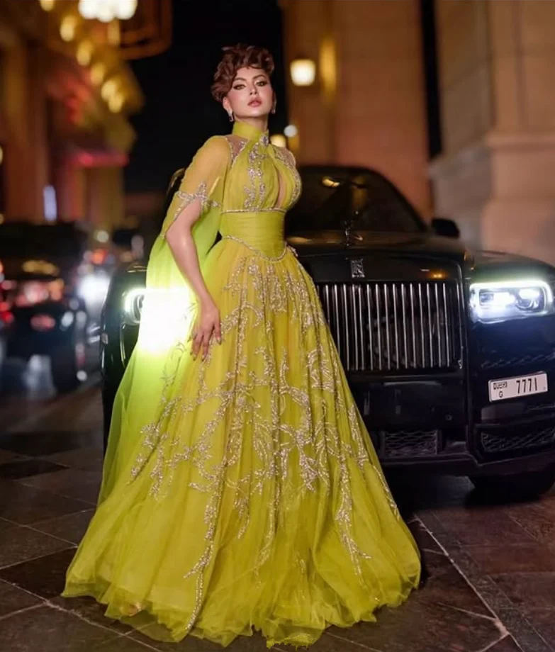 Lemon green color dress-AliExpress