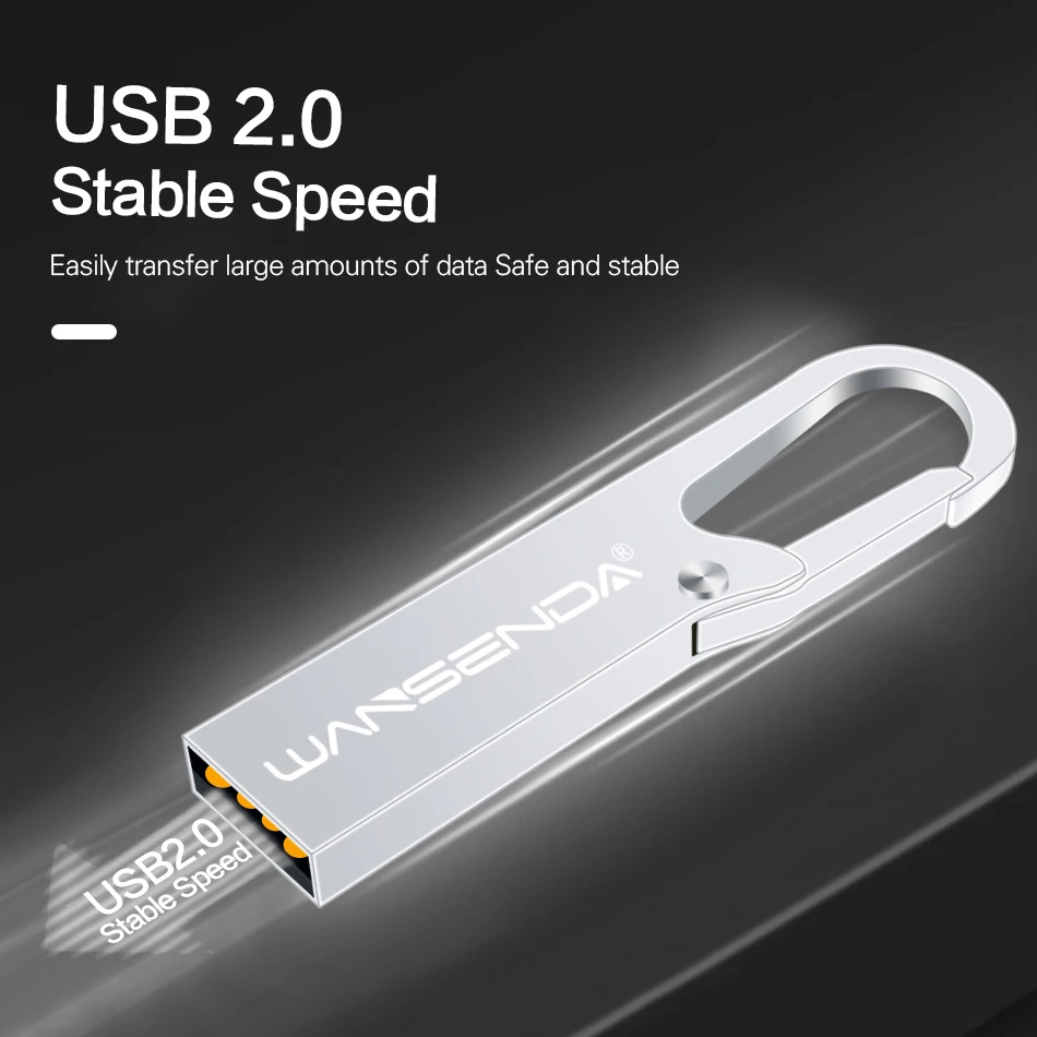 WANSENDA-unidad Flash USB resistente al agua, Pendrive con llavero, disco U, 128GB, 64GB, 32GB, 16GB y 8GB, novedad