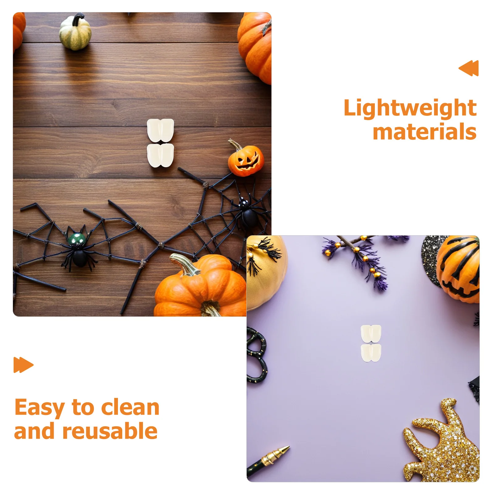 5 pezzi di oggetti di scena per conigli: Buck Accessori per feste di Halloween per adulti Cosplay Photo Booth Riutilizzabili Grandi denti finti Spaventosi Buck