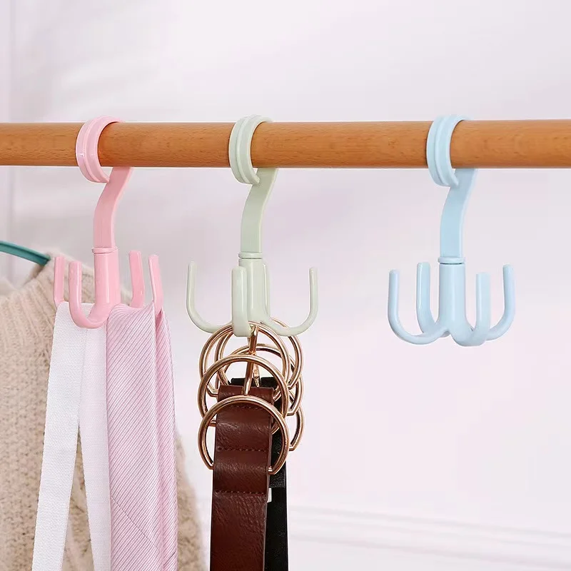 

360 Degrees Rotate Four Claws Hooks Dry Wet Dual Use Towel Hanger Home Clothes Shoes Sundries Multi-Function Organizers