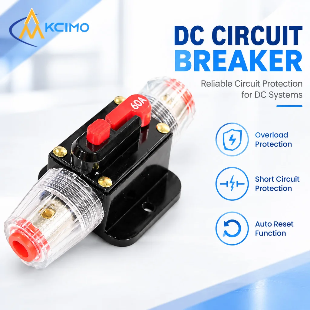 Kcimo DC Overload Protection Switch Manual Reset Circuit Breaker 12V-24V 20A-150A Selectable Ampere For Vehicle Solar Inverter