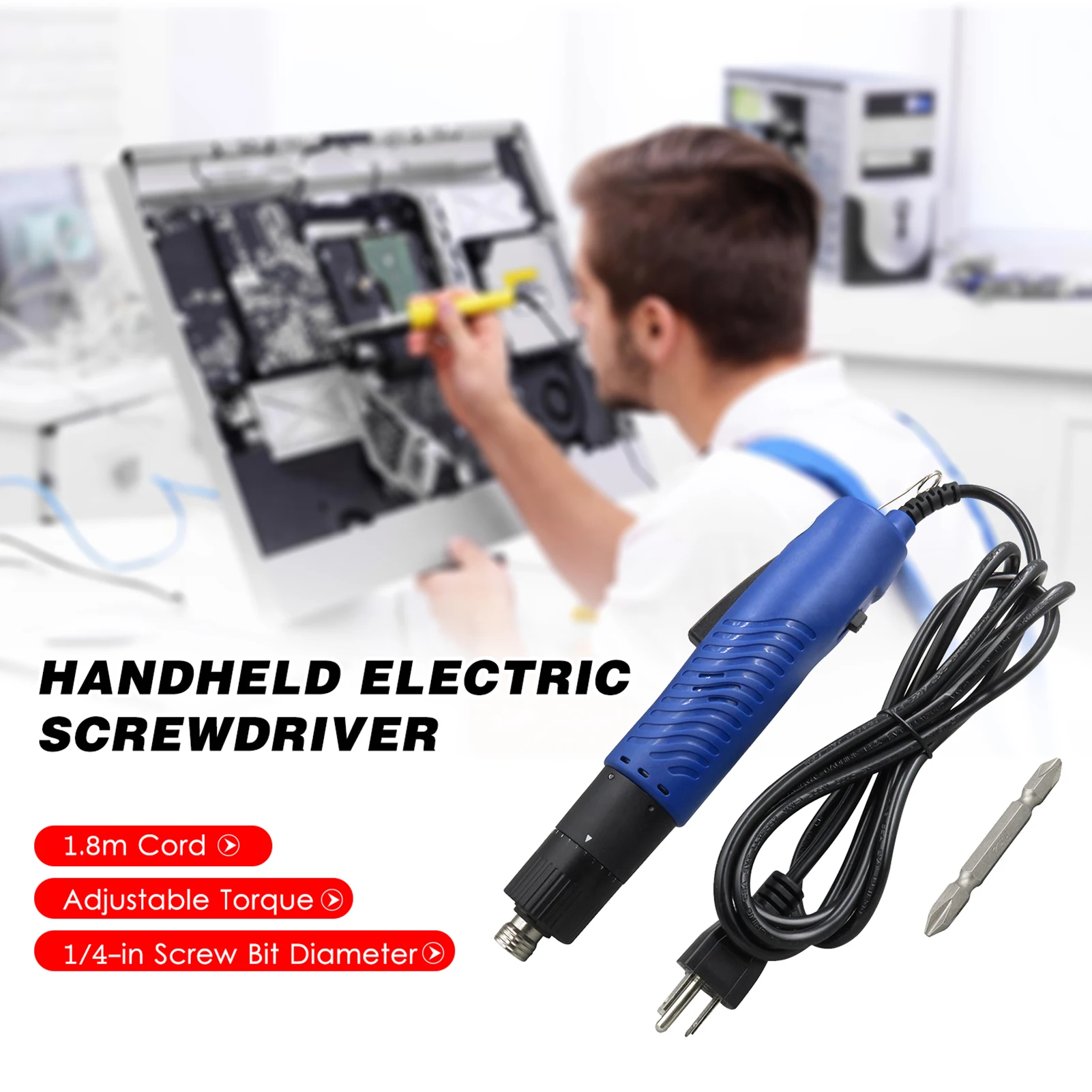 مفك براغي كهربائي محمول باليد مفك براغي كهربائي قابل للتعديل التواء 1/4 في أداة إصلاح محمولة بقطر المسمار