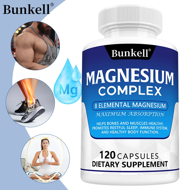 Bunkell Magnesium Complex, 5 Forms High Absorption, Support Bone, Heart, Muscle, Sleep & Digestion, Non-GMO Dietary Supplement