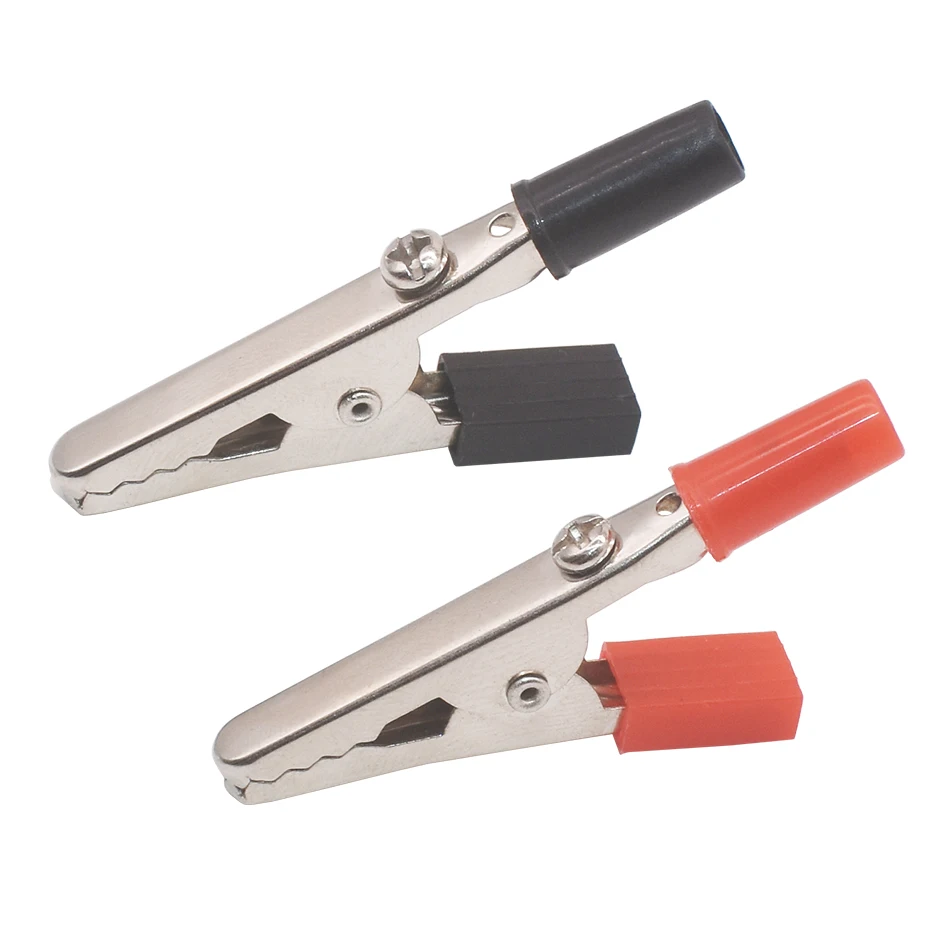 

50mm Alligator Clips Splicing Fitting With Screw Black Red Plastic Coated Testing Probe Mini Crocodile Clip Jointing Clamp