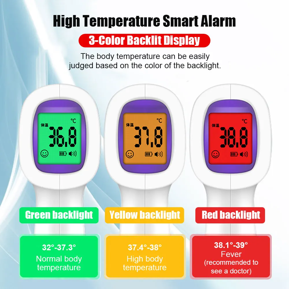 Non-Contact Infrared Thermometer IR Digital Display Forehead Ear Fever Electronic Laser Body Temperature Kids Adult Home Outdoor