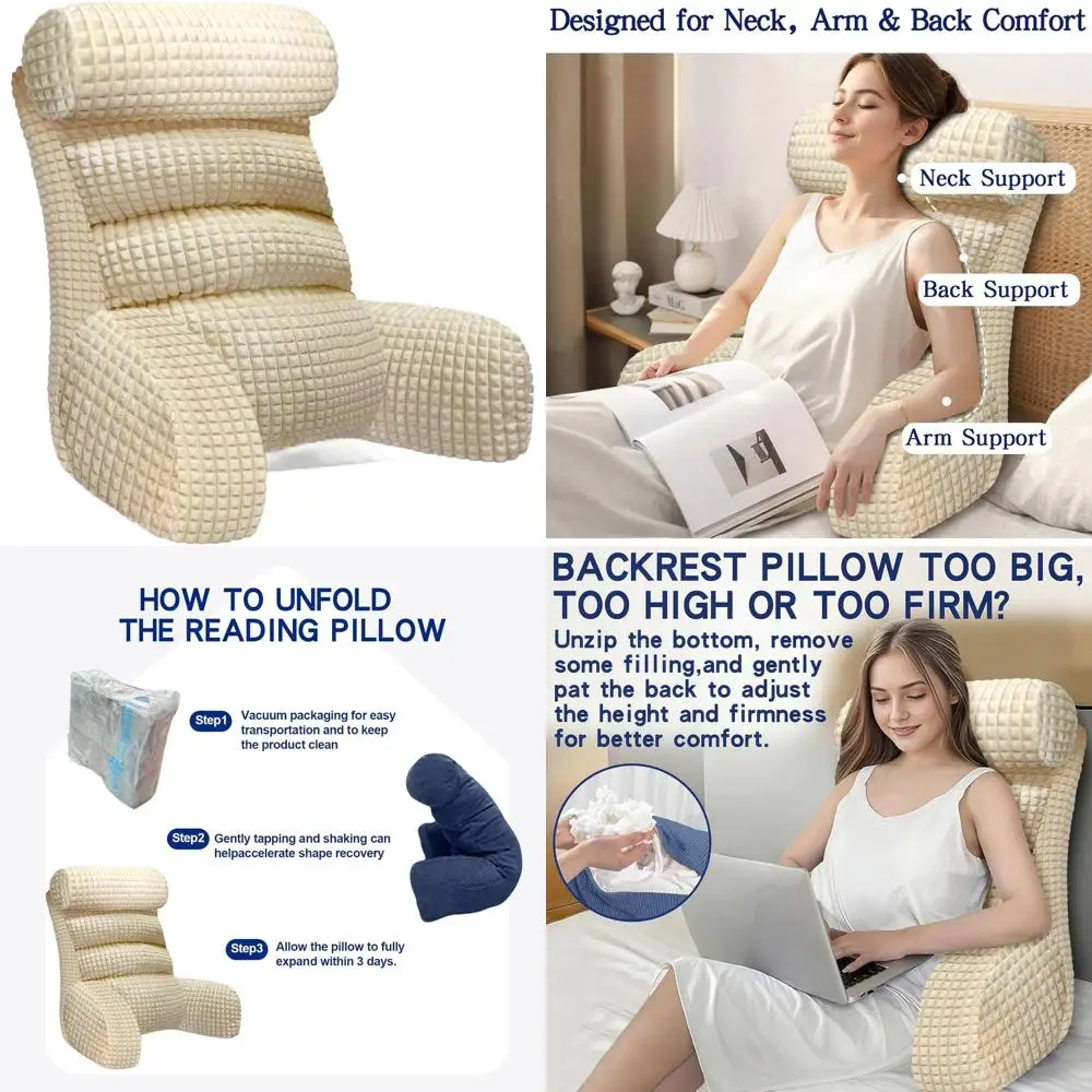 

Эргономичная подушка для чтения и телевизора для кровати, очень большая подушка для взрослых, идеально подходит для игр и отдыха