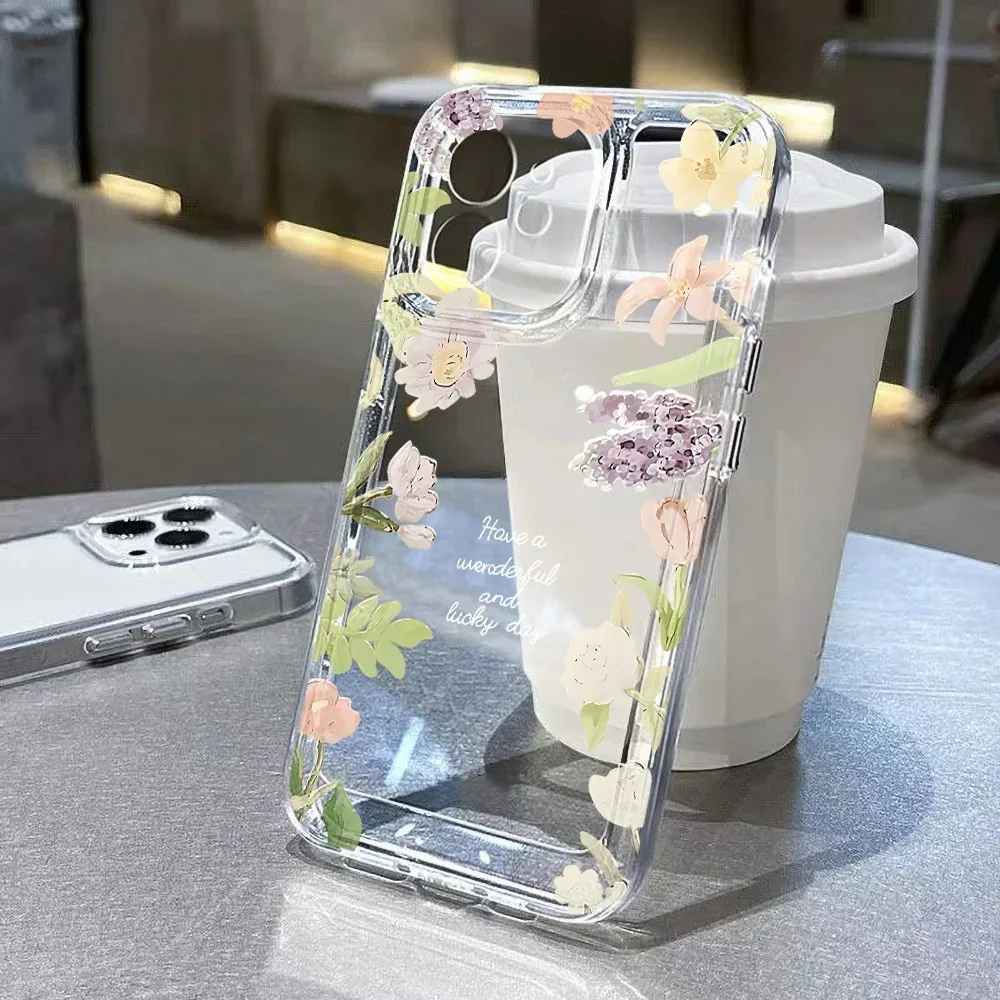 Flower Phone Case For Samsung A04 A05S A06 A50 A51 A52 A53 A54 A55 A56 A71 A72 A73 M53 M54 M55 5G Soft Shockproof Clear Cover