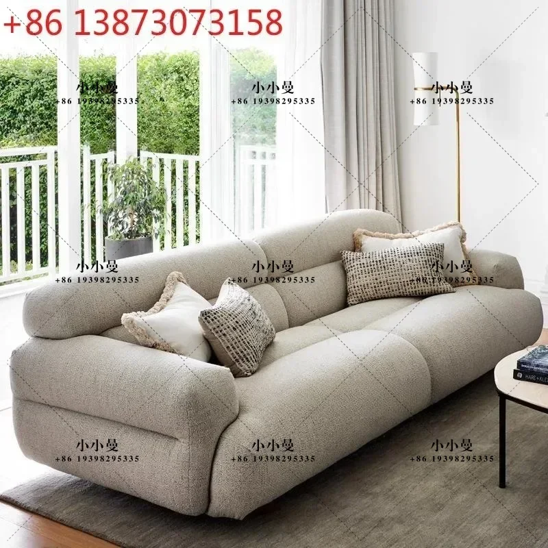 Nordic cotton and linen fabrics are simple and modern small apartment living room straight row three-person sofa
